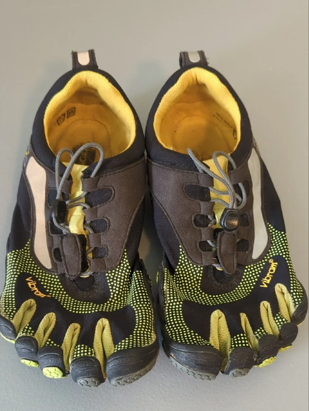 Vibram FiveFingers Black Green, and Yellow Minimalist Toe Shoes